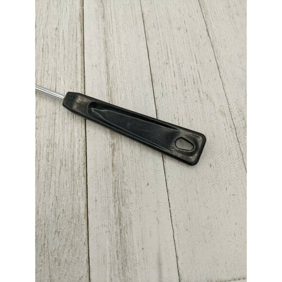 Vintage Ames 11" Slotted Serving Spoon #2 Black Handle Chrome Plated - Picture 2 of 7